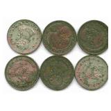 Group of 6 Mexico Silver Pesos