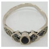 Sterling Silver Black Onyx Ring - Size 8.75, 1.98
