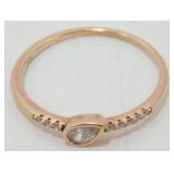 Gold Over Sterling Silver CZ Ring - Size 8, 1.15