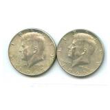 Pair of 1967 Kennedy Silver Half Dollars - 40%