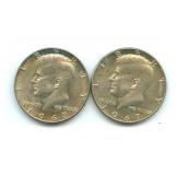 Pair of 1967 Kennedy Silver Half Dollars - 40%
