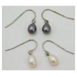 2x Pair Sterling Silver Honora Pearl Earrings -