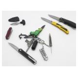 6 Keychains & Group of Knives (4 Folding Knives,