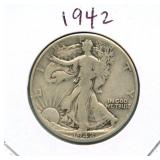 1942 Walking Liberty Silver Half Dollar