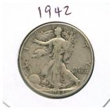 1942 Walking Liberty Silver Half Dollar
