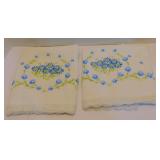 2 Vintage Pillowcases Hand Embroidered