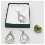Green Bay Packers Ring, Necklace & Earrings by