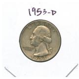 1953-D Washington Silver Quarter