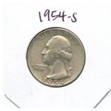 1954-S Washington Silver Quarter