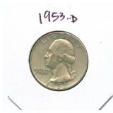 1953-D Washington Silver Quarter