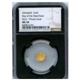 .9999 Gold Day of Dead Rose - NGC MS 70