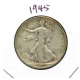 1945 Walking Liberty Silver Half Dollar