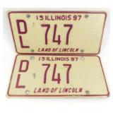 1997 Illinois License Plate Set