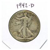 1942-D Walking Liberty Silver Half Dollar