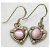 Vintage Sterling Silver Pink Cateye Heart