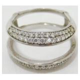 Sterling Silver Double Band CZ Ring - Size 8,
