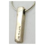 Sterling Silver Bar Pendant ï¿½Jesusï¿½ Necklace -