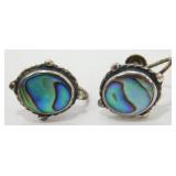 Vintage Sterling Silver Abalone Screwback