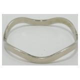 Sterling Silver Wave Hinged Bangle Bracelet -
