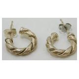 Sterling Silver Twisted Hoop Earrings - 1/2",