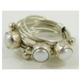 Sterling Silver Stackable Silver Ball and Pearl