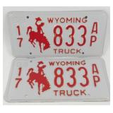 1988 Wyoming Truck License Plate Set