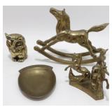 Group of Brass - Owl, Horses, Pocket Change Dish
