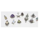 11 Sterling Charms with Stones