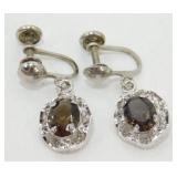 Vintage Sterling Silver Smoky Quartz Screwback