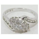 Sterling Silver CZ Cocktail Ring Size - 9.25,