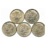 (5) Kennedy Silver Half Dollars 40% Silver: 1965,