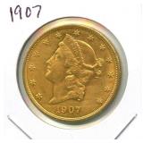 1907 Liberty Head $20 Gold Double Eagle