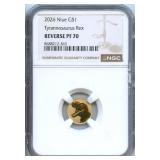 2026 Gold T-Rex - NGC PF 70, 1 gram 22 Karat Gold
