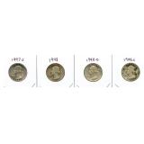 (4) Washington Silver Quarter: 1947-S, 1948,
