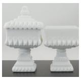 * Westmoreland Milk Glass Wedding Dish 2, 1 Lid
