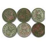 Group of 6 Mexico Silver Pesos