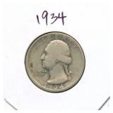 1934 Washington Silver Quarter