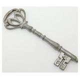 Vintage Pewter Colonial Decorative Skeleton Key -