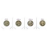 (4) Washington Silver Quarter: 1939, 1939-D,