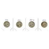 (4) Washington Silver Quarter: 1936, 1937, 1937-D