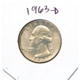 1963-D Washington Silver Quarter