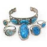 Turquoise Jewelry Group - Rings, Bracelet, Etc.