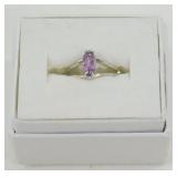 Sterling Silver Amethyst Ring - Size 5-1/2