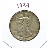 1939 Walking Liberty Silver Half Dollar