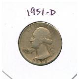 1951-D Washington Silver Quarter