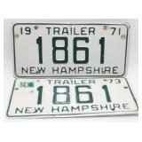 1971 New Hampshire Trailer License Plate