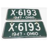 Pair of 1947 Ohio License Plates