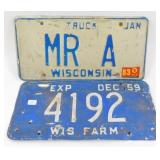 2 Farm License Plates - Mr A (1983) & 4192 (1959)