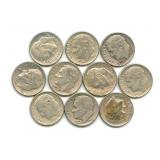 Group of 10 Roosevelt Silver Dimes