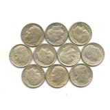 Group of 10 Roosevelt Silver Dimes